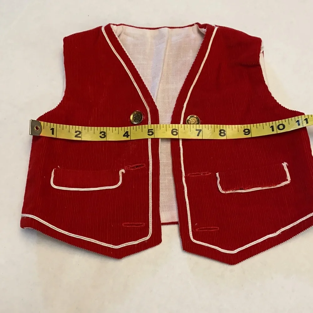 Vintage Buttons & Red corduroy Unisex Childs Vest